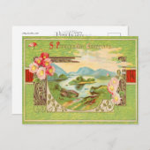 ヴィンテージセント・パトリックの日の挨拶はがき シーズンポストカード (正面/裏面)