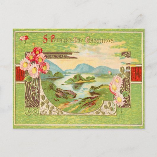 ヴィンテージセント・パトリックの日の挨拶はがき シーズンポストカード (正面)