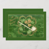 ヴィンテージセント・パトリックの日シャムロックとパイプ シーズンカード (正面/裏面)