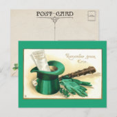 ヴィンテージセント・パトリックのTop Hatとの一日の挨拶 ポストカード (正面/裏面)