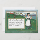 ヴィンテージセント・パトリック・デーとアイルランド人女性 カード (正面)