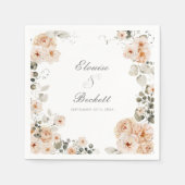 ヴィンテージセージアンドピーチガーデン結婚フローラ スタンダードカクテルナプキン (正面)
