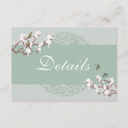 ヴィンテージセージグリーンチノ結婚イズリー詳細 エンクロージャーカード (正面)