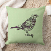 ヴィンテージセージグリーンバードデザインレトロ装飾用クッション クッション (ブランケット)