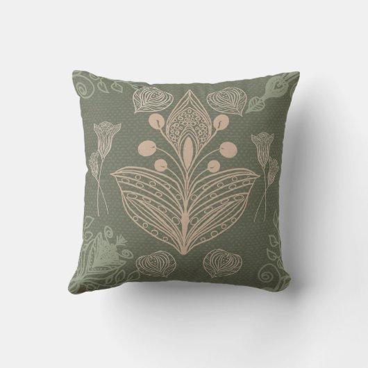 ヴィンテージセージグリーンパーソナライズされたフローラ クッション (裏面)