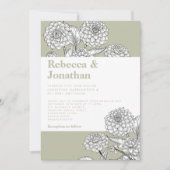 ヴィンテージセージグリーンフローラフォト結婚式招待状 招待状 (正面)