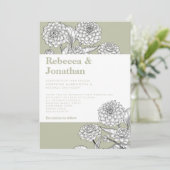 ヴィンテージセージグリーンフローラフォト結婚式招待状 招待状 (スタンド正面)