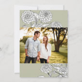 ヴィンテージセージグリーンフローラフォト結婚式招待状 招待状 (裏面)