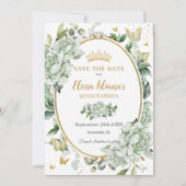 ヴィンテージセージグリーンフローラ蝶キンセアニラ セーブザデート (正面)