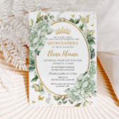 ヴィンテージセージグリーンフローラ蝶キンセアニラ 招待状