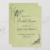 ヴィンテージセージグリーンブライダルシャワー 招待状 (正面/裏面)