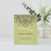 ヴィンテージセージグリーンリハーサルディナーカード 招待状 (スタンド正面)