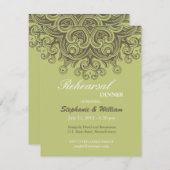 ヴィンテージセージグリーンリハーサルディナーカード 招待状 (正面/裏面)