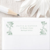 ヴィンテージセージグリーン結婚フローラ差出人住所 ラベル (インサイチュ)