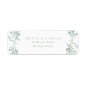 ヴィンテージセージグリーン結婚フローラ差出人住所 ラベル (正面)