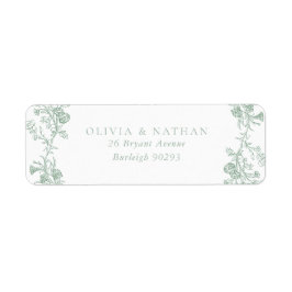 ヴィンテージセージグリーン結婚フローラ差出人住所 ラベル