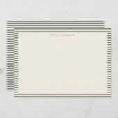 ヴィンテージセージストライプグリーンパーソナライズされたクリスマス サンキューカード (正面/裏面)