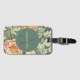 ヴィンテージセージフローラウィリアムモリスモノグラム ラゲッジタグ