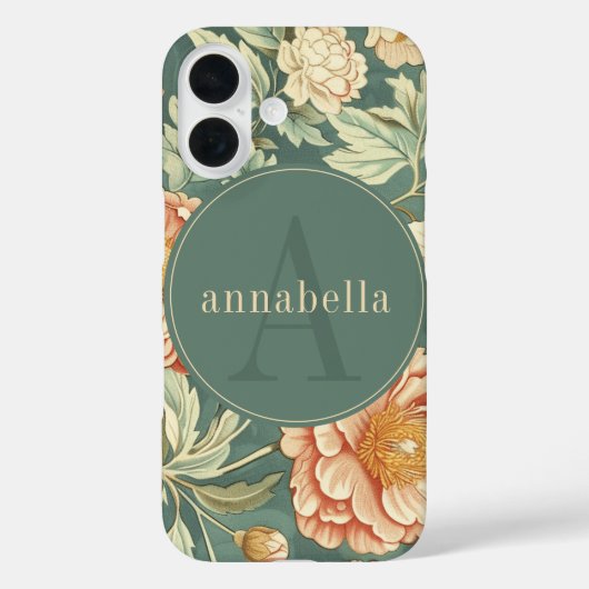 ヴィンテージセージフローラウィリアムモリスモノグラム Case-Mate iPhoneケース (裏面)