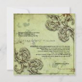 ヴィンテージセージラブバード結婚式招待状 招待状 (裏面)