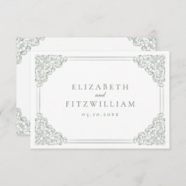 ヴィンテージセージ枠エレガントなウェディング詳細エンクロージャ エンクロージャーカード