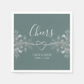 ヴィンテージセージ結婚グリーン スタンダードカクテルナプキン (正面)