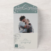 ヴィンテージセージ結婚・グリーンの全招待状 オールインワン招待状 (外側)