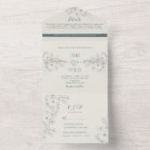 ヴィンテージセージ結婚・グリーンの全招待状 オールインワン招待状 (内側)