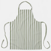 ヴィンテージセージ緑と白ストライプ色ストライプの エプロン (正面)