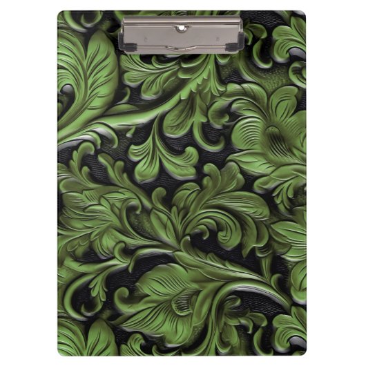 ヴィンテージセージ緑の工具革 クリップボード (正面)
