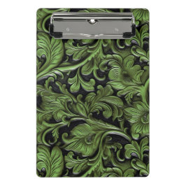 ヴィンテージセージ緑の工具革 ミニクリップボード