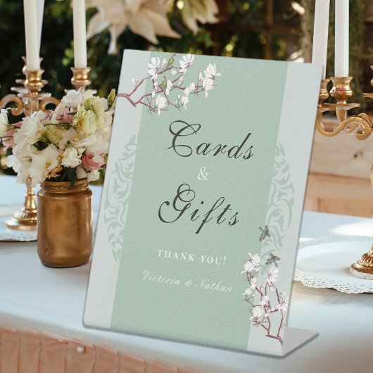 ヴィンテージセージ緑の陳腐なカードとギフト 台座サイン