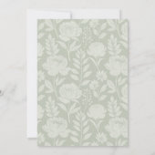 ヴィンテージセージ緑バニーベビーシャワー 招待状 (裏面)