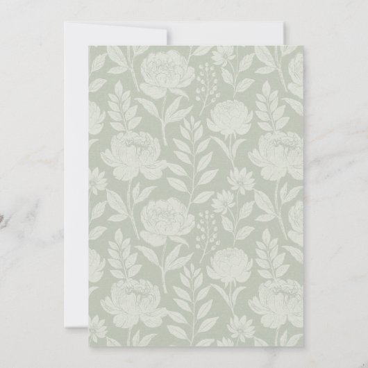 ヴィンテージセージ緑バニーベビーシャワー 招待状 (裏面)