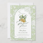 ヴィンテージセージ緑パーフェクトナシペアブライダルシャワー 招待状 (正面)