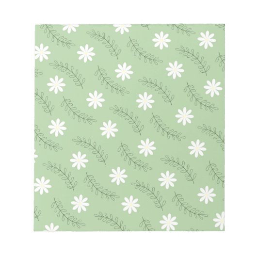 ヴィンテージセージ緑フローラ熱帯花パターン ノートパッド (正面)