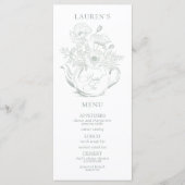 ヴィンテージセージ緑植物性ブライダルティーシャワー メニュー (正面)