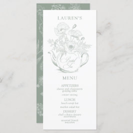 ヴィンテージセージ緑植物性ブライダルティーシャワー メニュー
