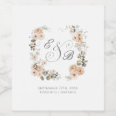 ヴィンテージセージ&ピーチ庭園の結婚式ワインラベル ワインラベル (シングルラベル)