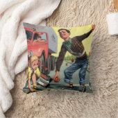 ヴィンテージセーフティ巡視救済警備員の少女 クッション (ブランケット)