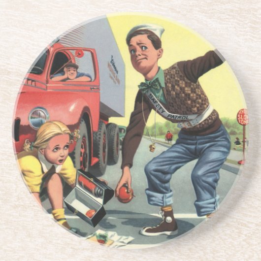 ヴィンテージセーフティ巡視救済警備員の少女 コースター (正面)