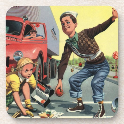 ヴィンテージセーフティ巡視救済警備員の少女 コースター (正面)