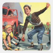 ヴィンテージセーフティ巡視救済警備員の少女 スクエアシール (正面)