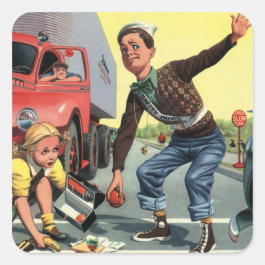 ヴィンテージセーフティ巡視救済警備員の少女 スクエアシール (正面)