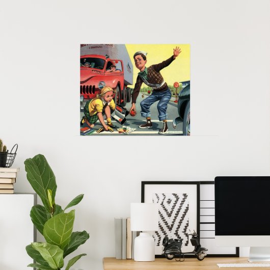 ヴィンテージセーフティ巡視救済警備員の少女 ポスター (ホームオフィス)