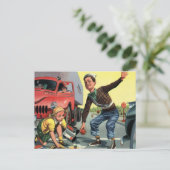 ヴィンテージセーフティ巡視救済警備員の少女 ポストカード (スタンド正面)