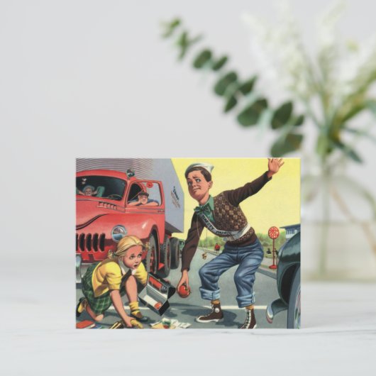 ヴィンテージセーフティ巡視救済警備員の少女 ポストカード (スタンド正面)