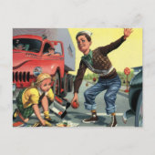 ヴィンテージセーフティ巡視救済警備員の少女 ポストカード (正面)