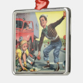 ヴィンテージセーフティ巡視救済警備員の少女 メタルオーナメント (左)