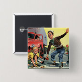 ヴィンテージセーフティ巡視救済警備員の少女 缶バッジ (正面&裏面)